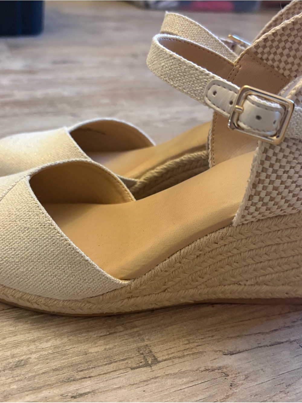 Alex Marie Cream Wedge Espadrille Sandals